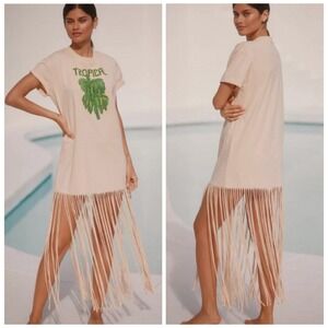 FARM Rio Fringe Midi Dress with Tropical Print